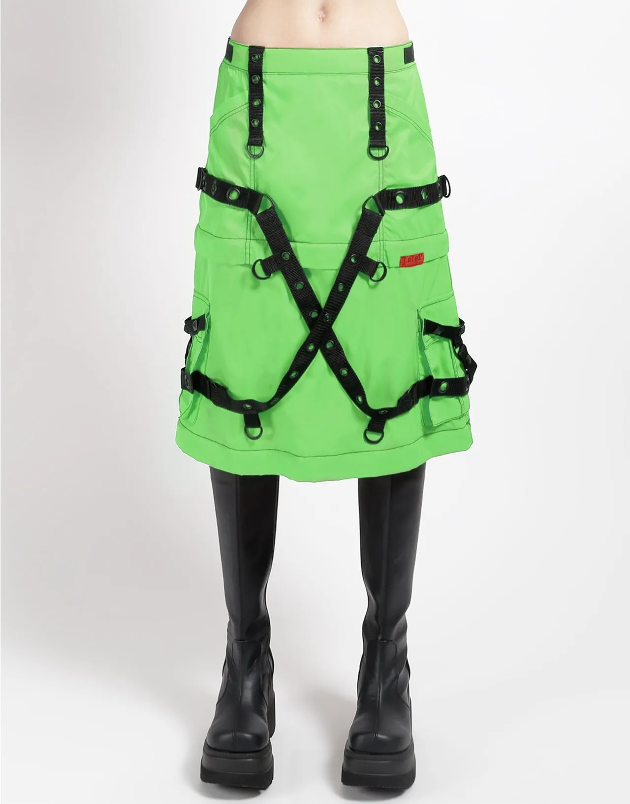 ZIP OFF MEGA NYLON SKIRT NEON LIME ElasticCuffs