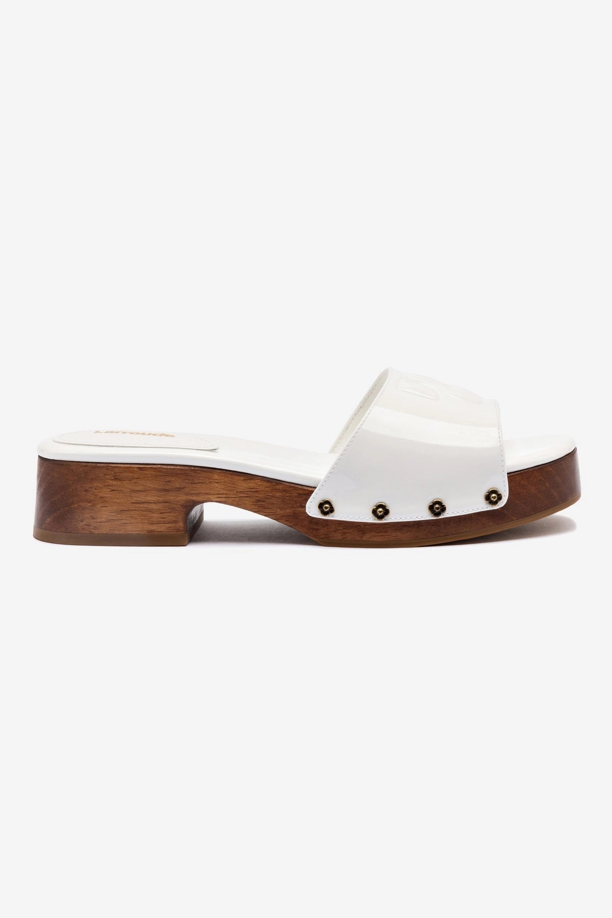 Leg Slim Zuzi Mule In White Patent Leather